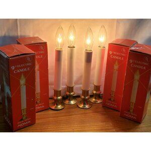 Set Of 4 NOMA 9" Electric Candles Brass Base Christmas Window Decor Holiday VTG